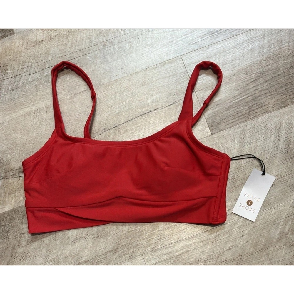 NWT Shade & Shore Red Padded Bikini Top Swimwear Size S